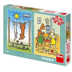 Puzzle PEJSEK A KOČIČKA 2 x 48 dílků 1