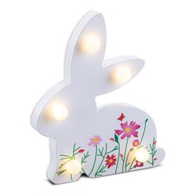 Jarní dekorace bílý zajíc s LED 1