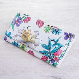 Dámská kožená peněženka s malovanými květy 1