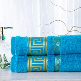 Sada 2 kusů bambusových ručníků ROMA tyrkysová 50 x 100 cm 1